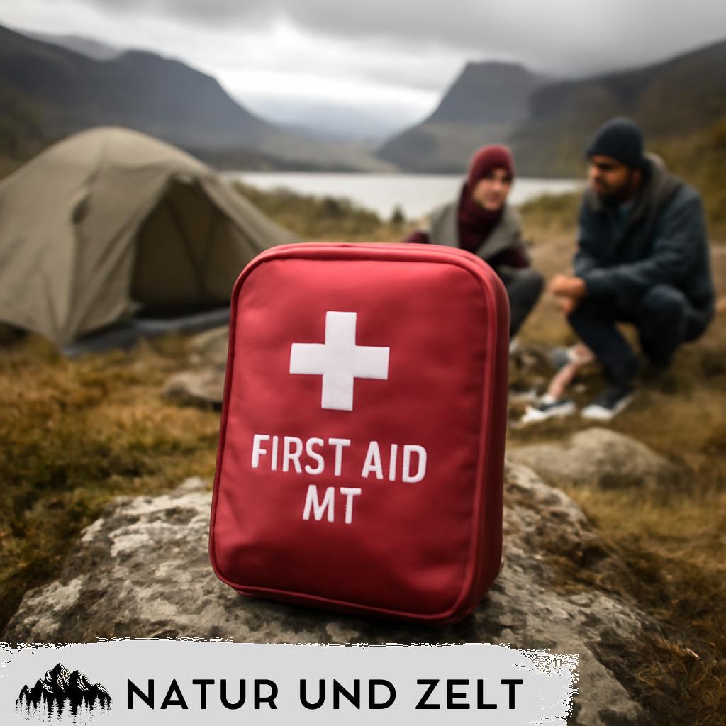 Camping-Verbandsmaterial in einer praktischen Aufbewahrungstasche – unverzichtbar für die Erste Hilfe beim Camping-Ausflug